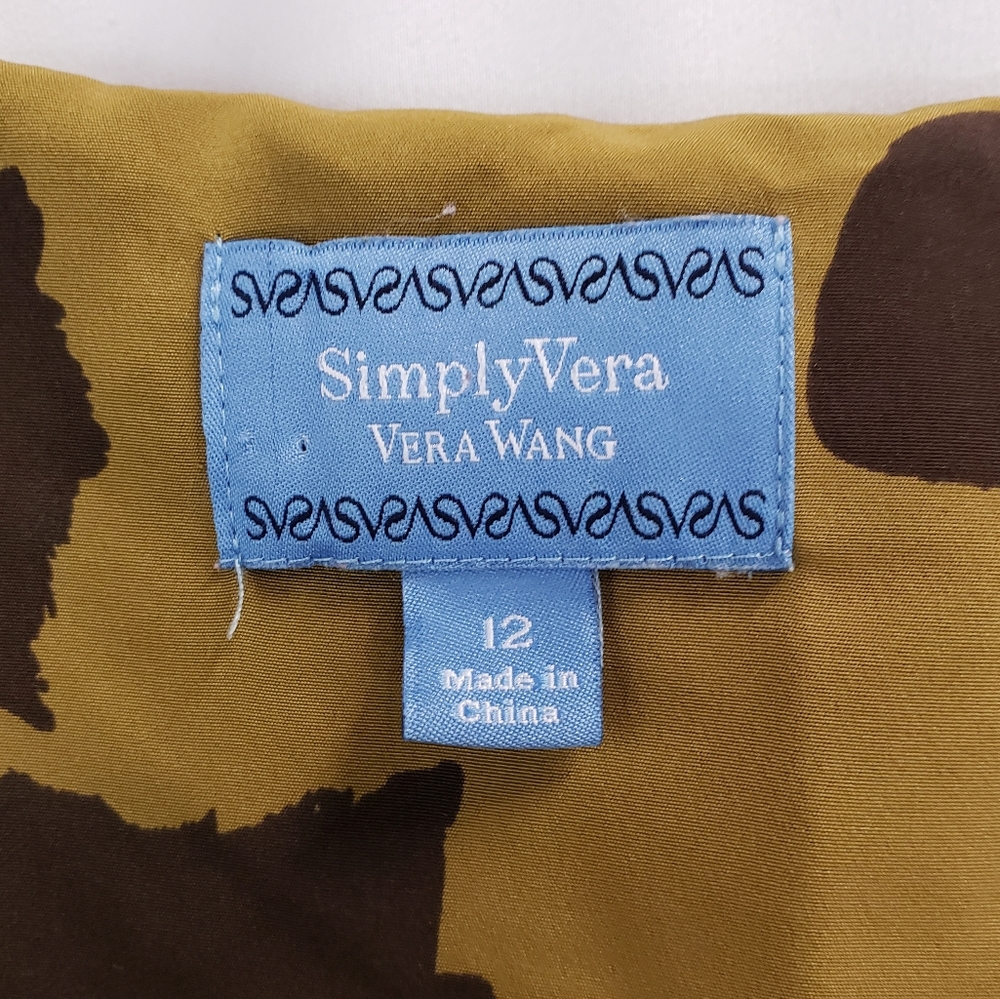 SimplyVera Vera Wang Mustard Yellow Leaf Patterned Dress Size 12 - Picture 8 of 10